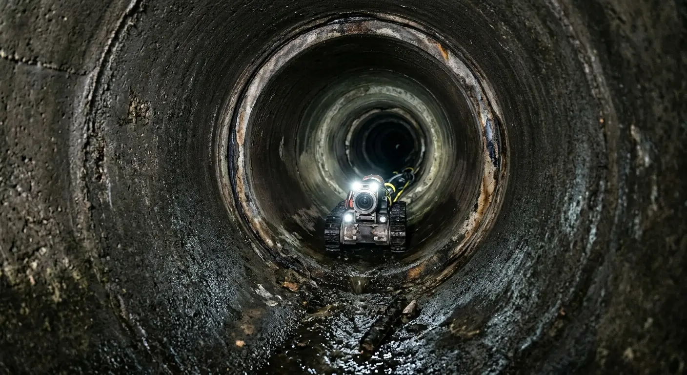Robotic sewer camera inspecting pipe interior for Drain Snake Service in Marion